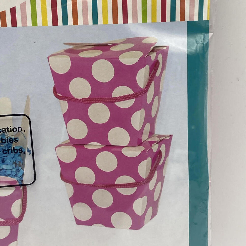 Takeout Style Gift Boxes 6 in pack Polka Dot Pink - Picture 2 of 6